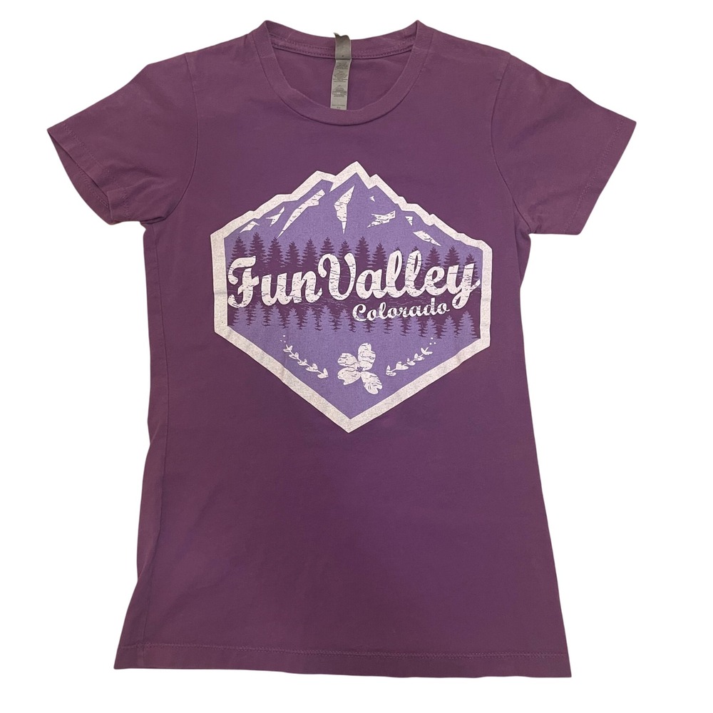 Next Level Apparel Fun Valley Colorado Graphic Tee Purple Comfy Women's Size XS